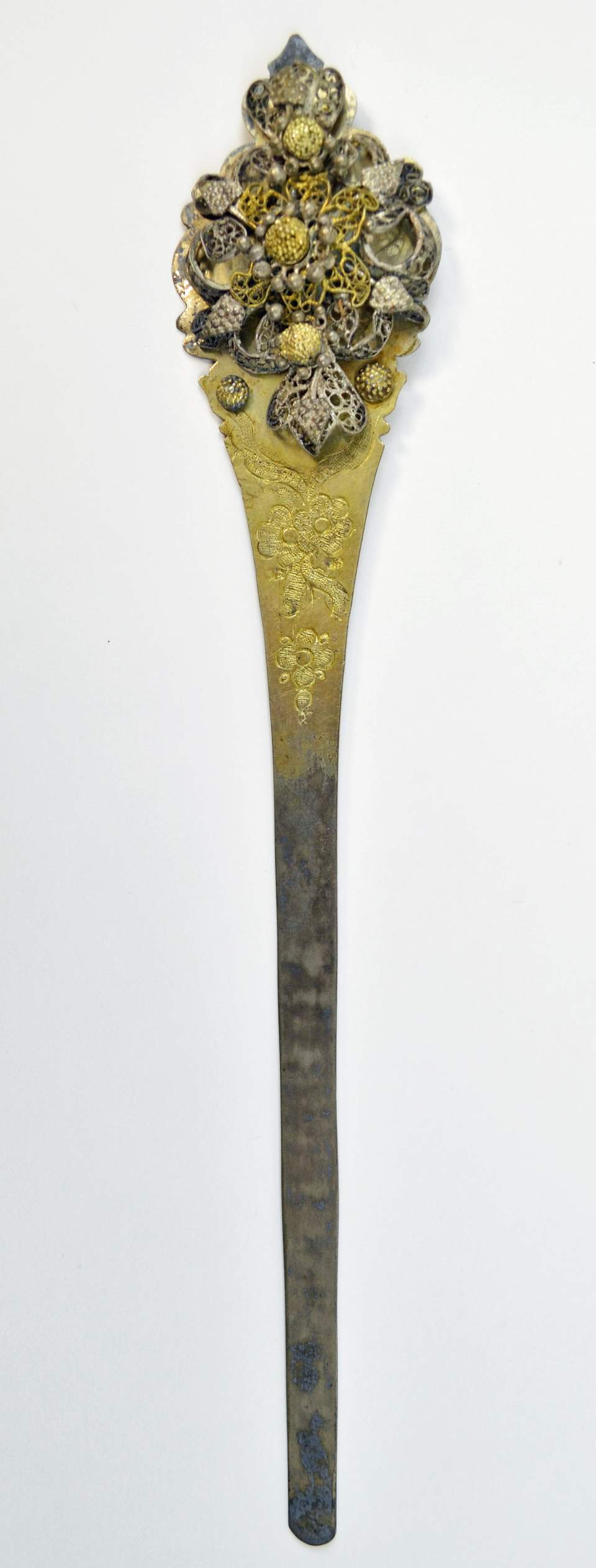 Rosenhaarnadel, Haarpfeil, Trachtenschmuck, Silberfiligranschmuck
