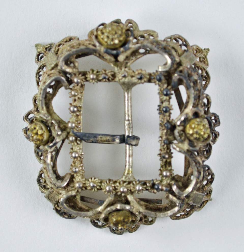 Schnalle, Silberfiligranschmuck vergoldet