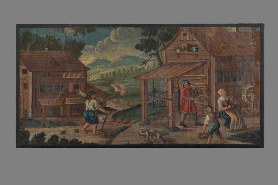 Bilderfolge zur Leinwandherstellung (9 Bilder), Leinwandzyklus