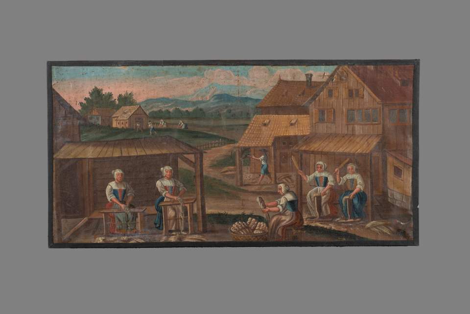 Bilderfolge zur Leinwandherstellung (9 Bilder), Leinwandzyklus