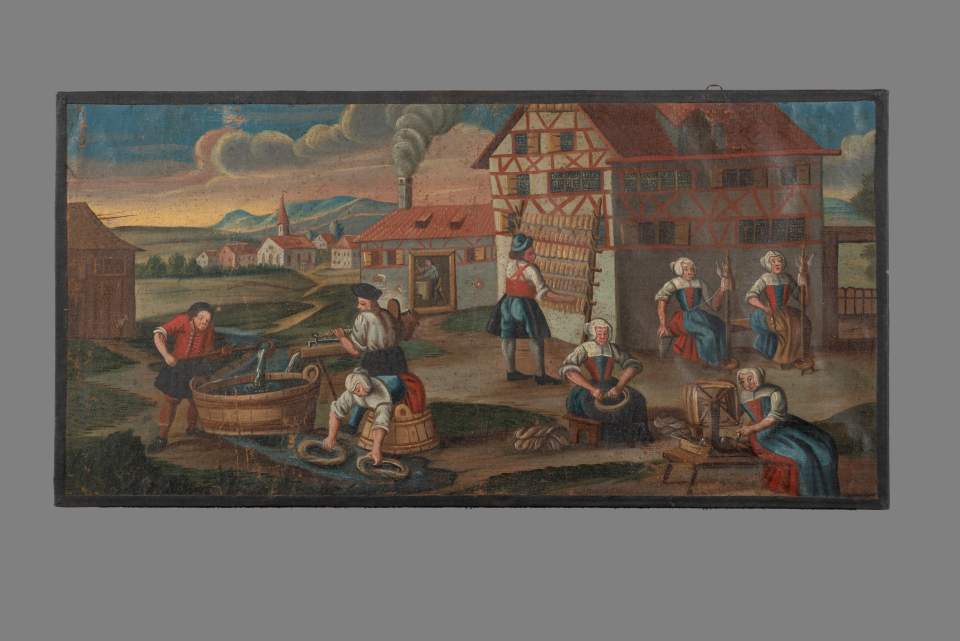 Bilderfolge zur Leinwandherstellung (9 Bilder), Leinwandzyklus