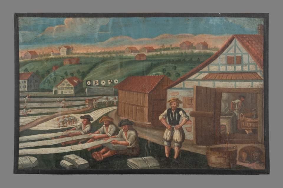 Bilderfolge zur Leinwandherstellung (9 Bilder), Leinwandzyklus