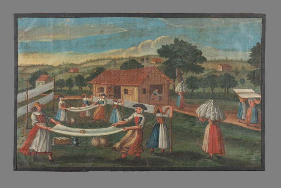 Bilderfolge zur Leinwandherstellung (9 Bilder), Leinwandzyklus