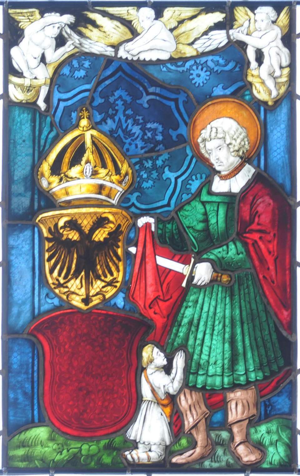 Kopie der Standesscheibe von Schwyz 1519 aus der Kirche Rheineck, Glasgemälde