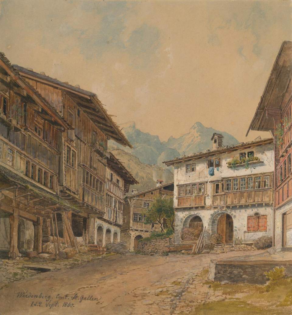 Aquarell, Ansicht von Werdenberg