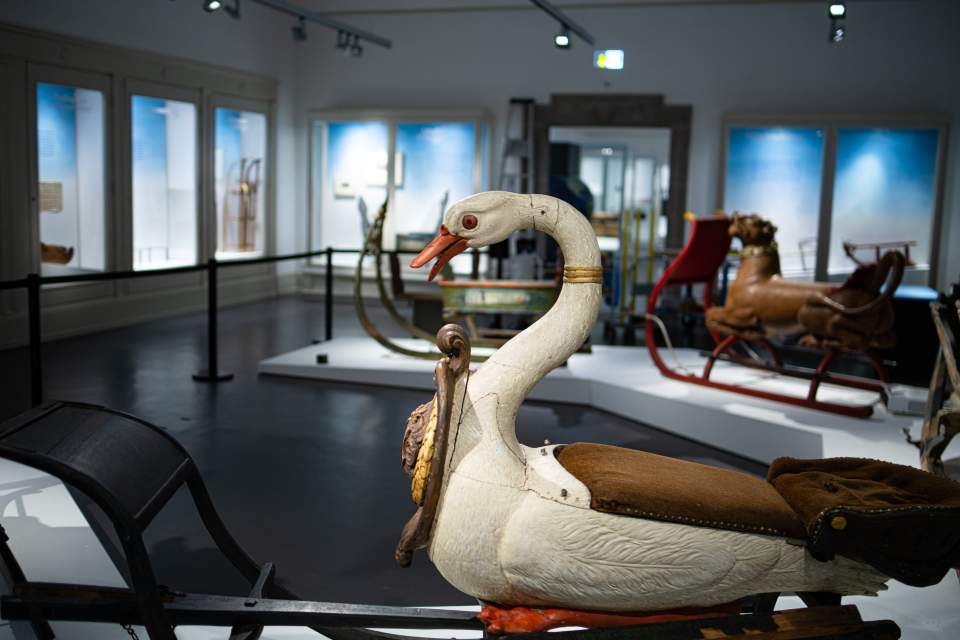 Tierschlitten der Familie Schobinger aus St.Gallen, Pferdeschlitten, Rennschlitten