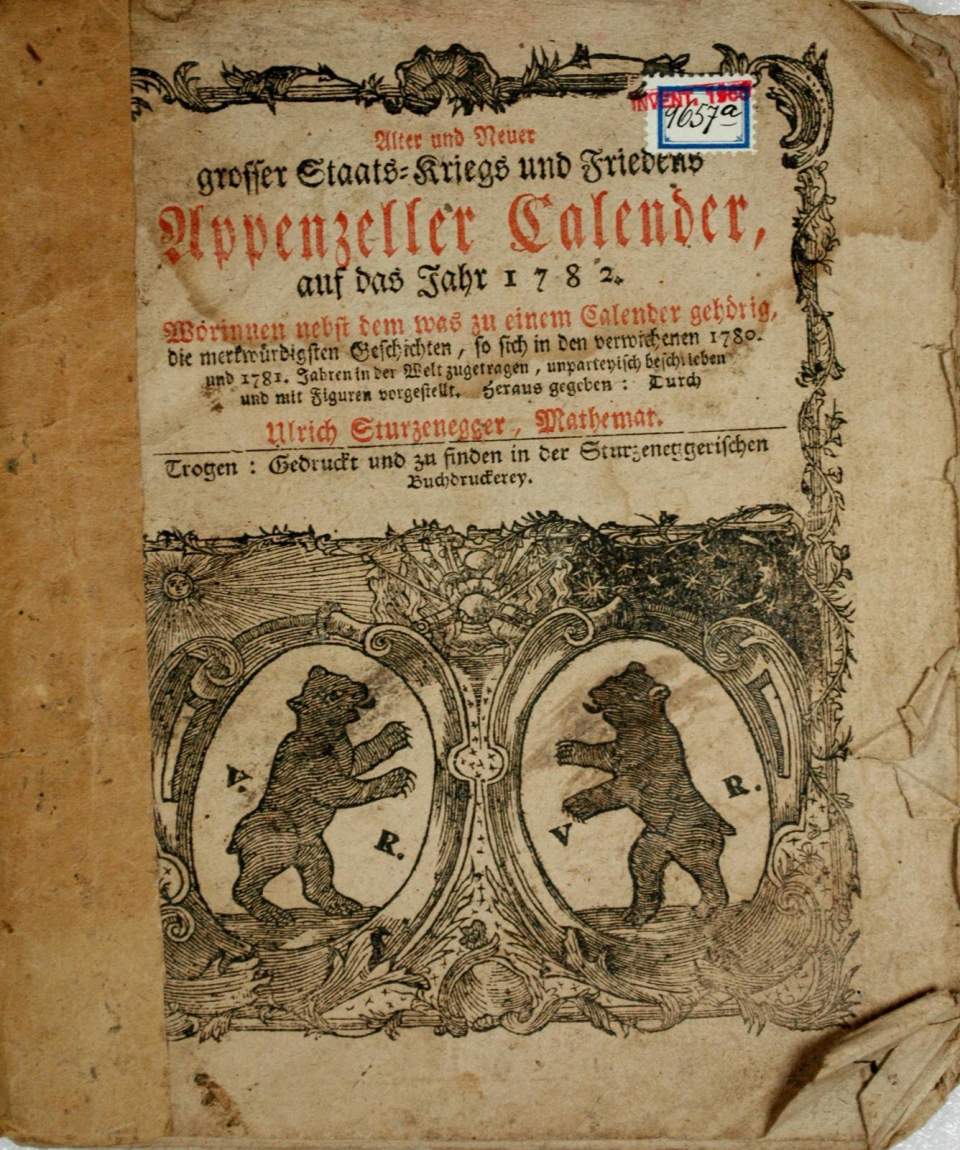 Kalender, Appenzeller Calender auf das Jahr 1782