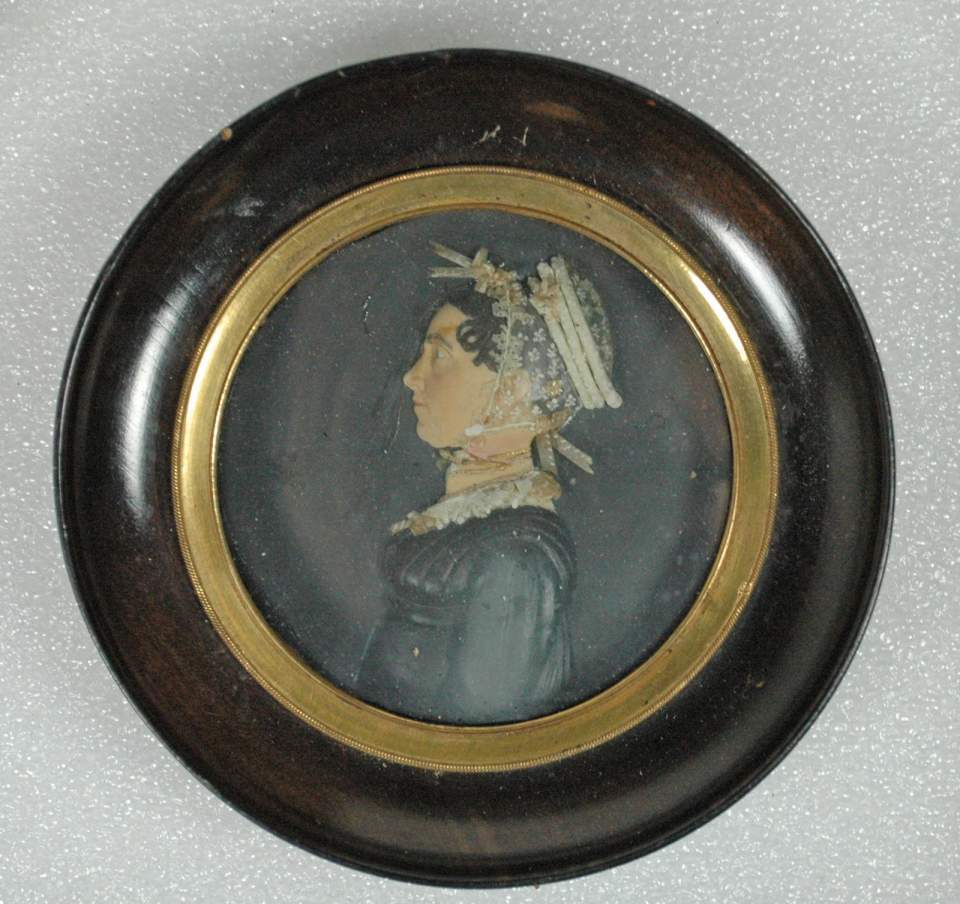 Wachsbild, Ehefrau des Jakob Steinmann, Ehepaar Steinmann-Ettenschwigler