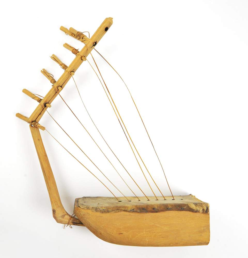 Musikinstrument,  Bogenharfe, Chordophon