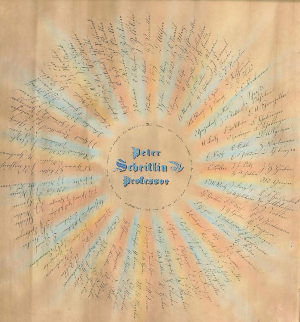 Ehrentafel zu Prof. Scheitlins 25 jährigem Professorat, geb. 1779, gest. 1848