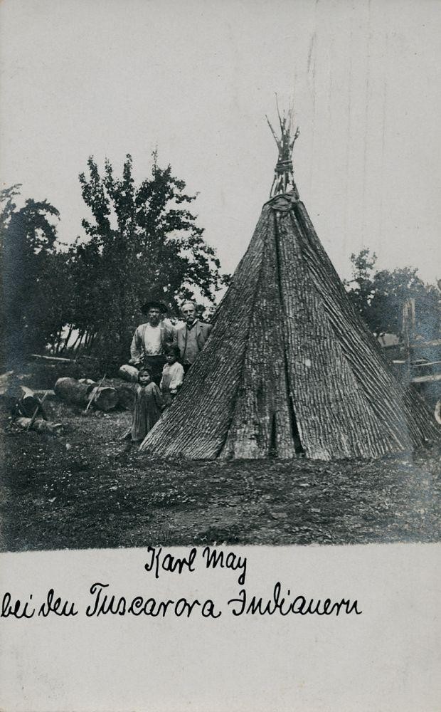 Postkarte Karl May bei den Tuscarora Indianern