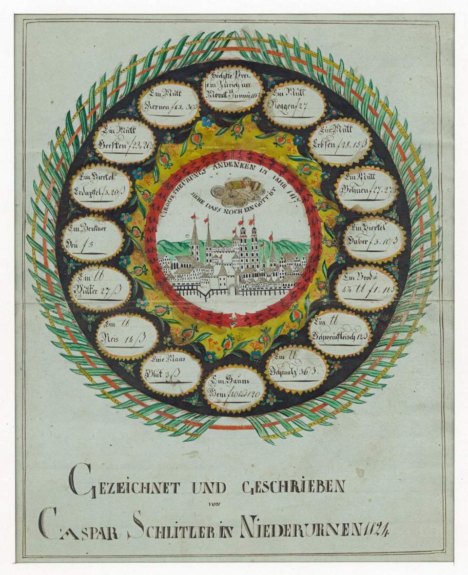 Andenkenblatt an die Teuerung von 1817; Hungerandenken 