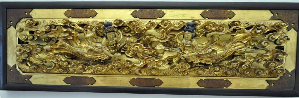 Zwei Ranma-Panelen, Tempelschnitzereien 