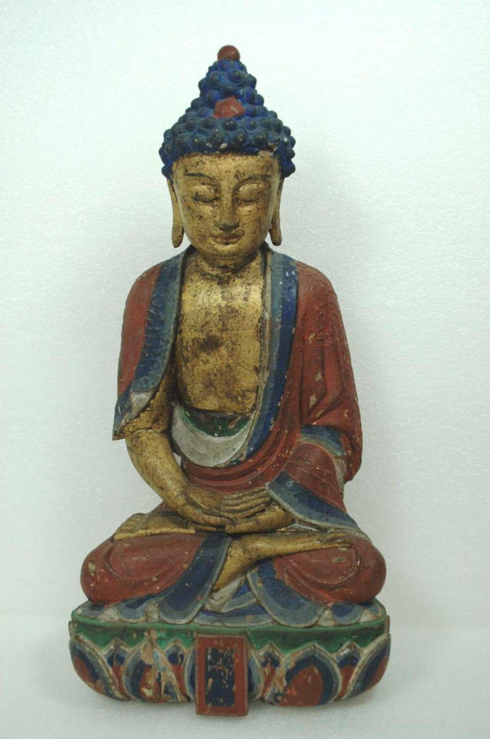 Holzfigur bemalt, Buddha