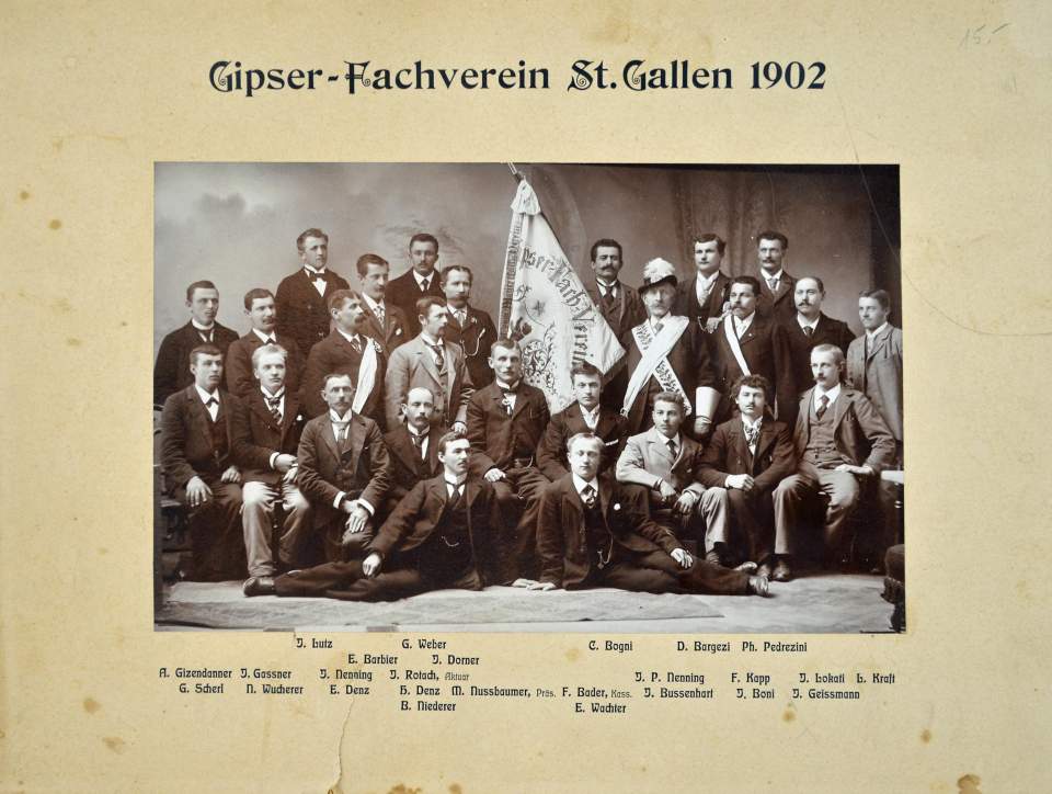 Gruppenbild Gipser-Fachverein St.Gallen, 1902