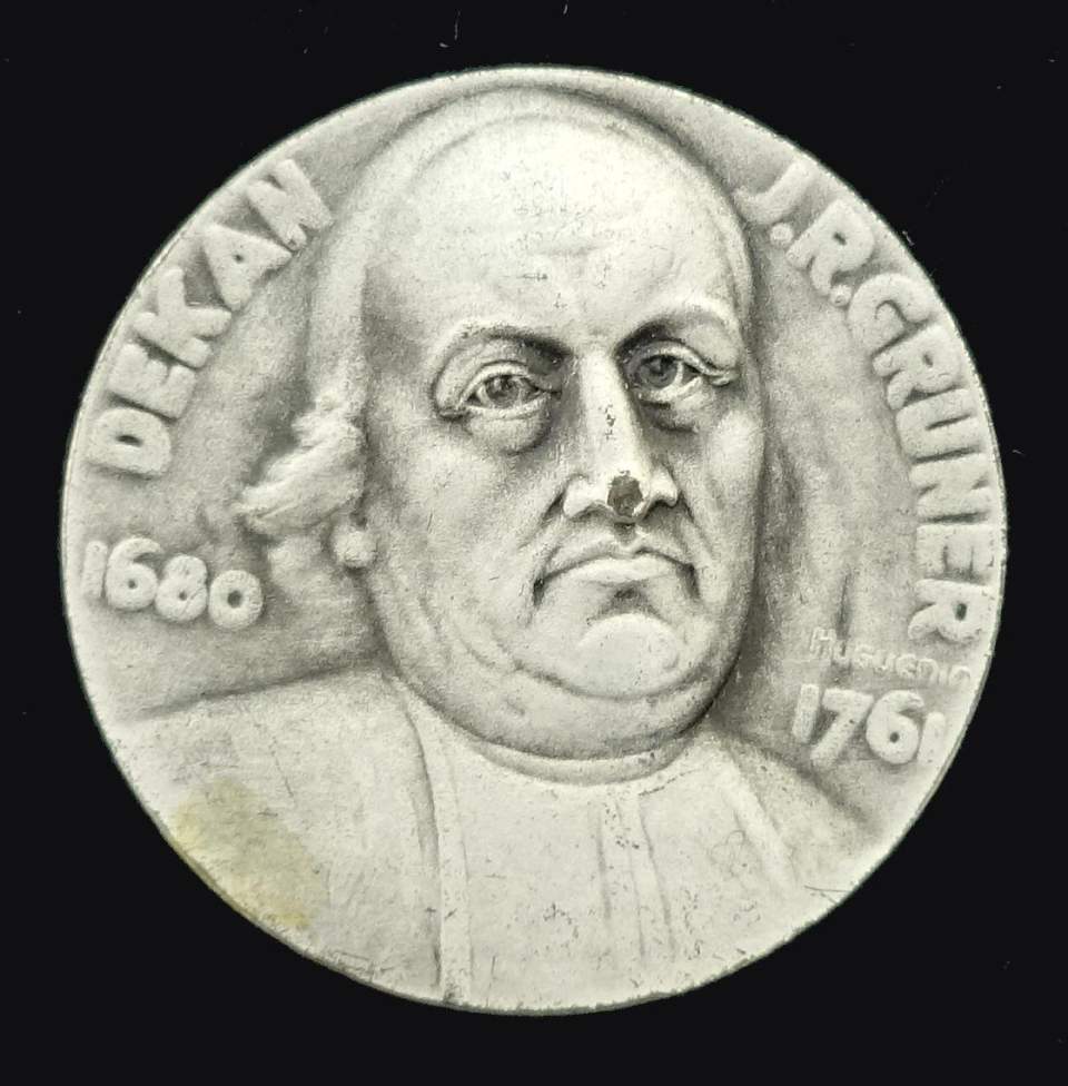 Medaille Dekan J. R. Gruner, Chronist, Schweizerische Numismatische Gesellschaft, Burgdorf