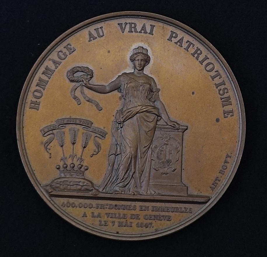 Medaille Ehrung des Baron de Grenus Wohltäter Genfs