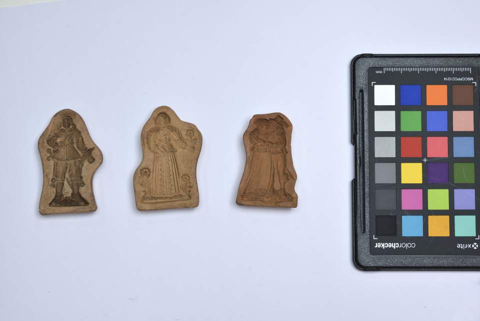 Gebäckmodel mit Figuren aus der Sammlung der Konditorei Burkart in St.Gallen, Bibermodel