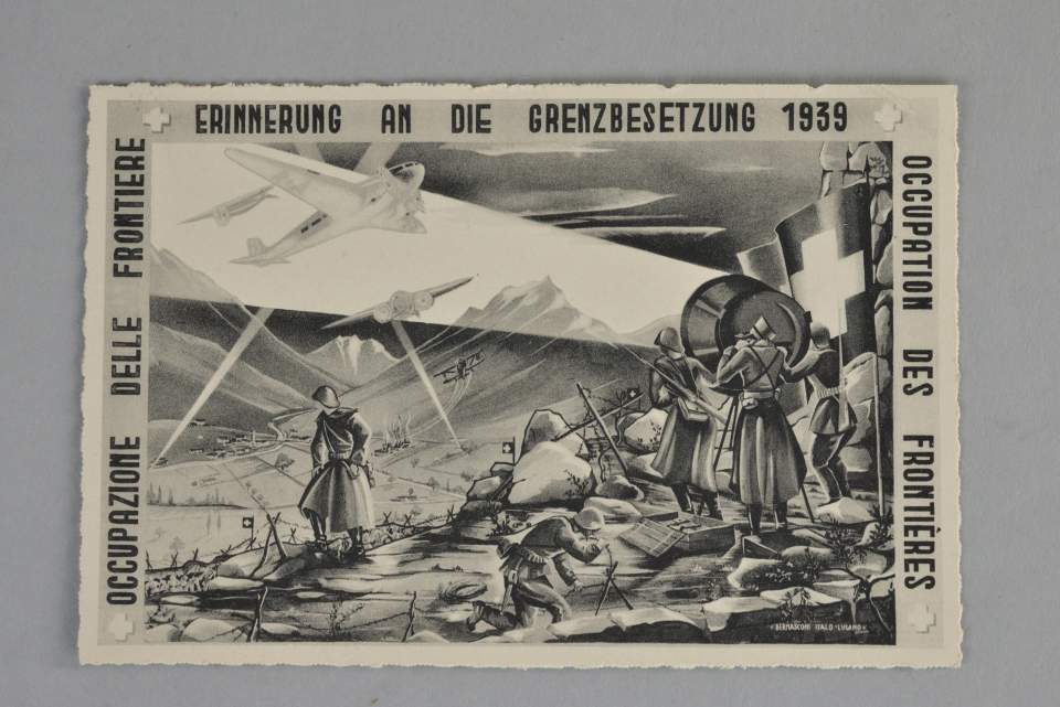 Zwei Postkarten, Ansichtskarten zur Grenzbesetzung 1939