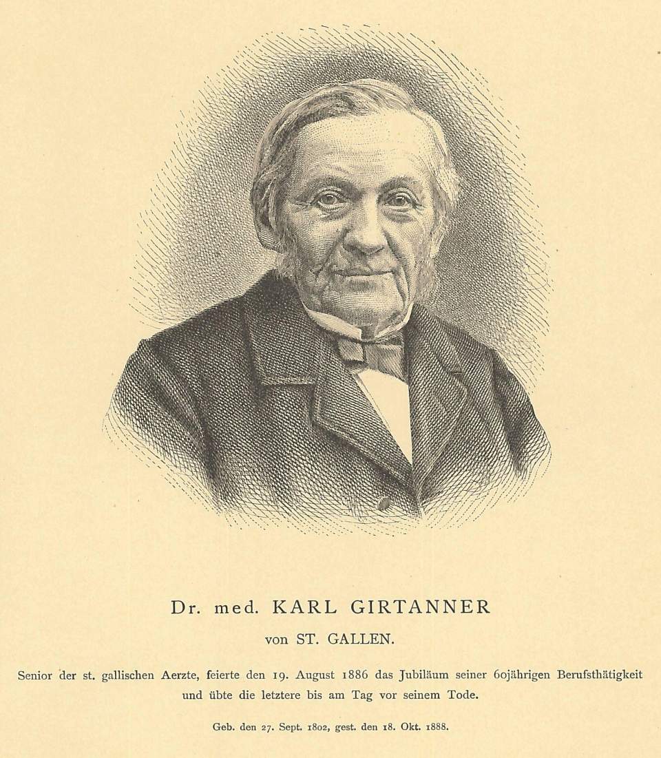 Reproduktion eines Bildes von Dr. med. Karl Girtanner in St. Gallen 1802 - 1888