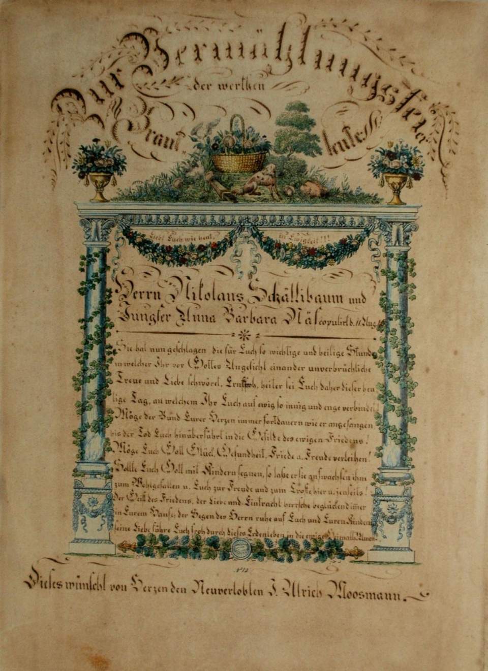 Vermählungsgratulation, 11. August 1815