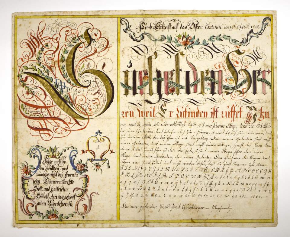 Osterschrift von Hans Jakob Bischofberger aus Lobenschwendi (Rehtobel), Probeschrift