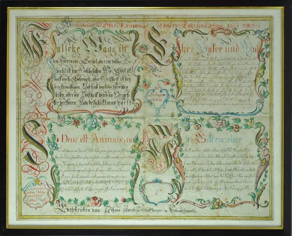 Osterschrift von Johann Jacob Bischofberger aus Lobenschwendi (Rehtobel), Probeschrift