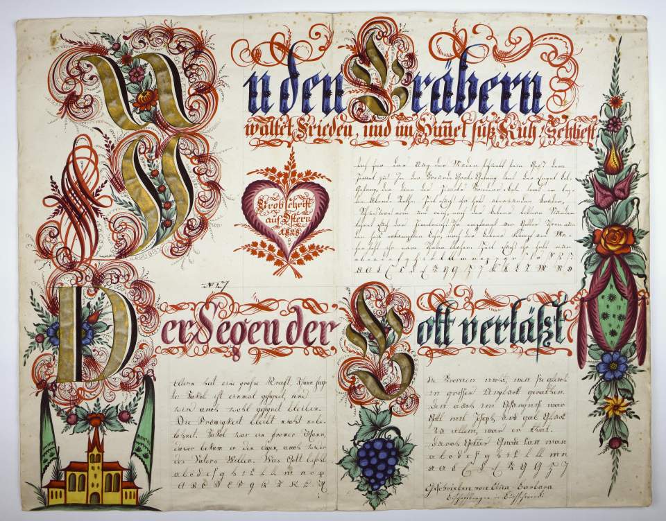 Osterschrift von Anna Barbara Bischofberger aus Buchschwendi, Probeschrift