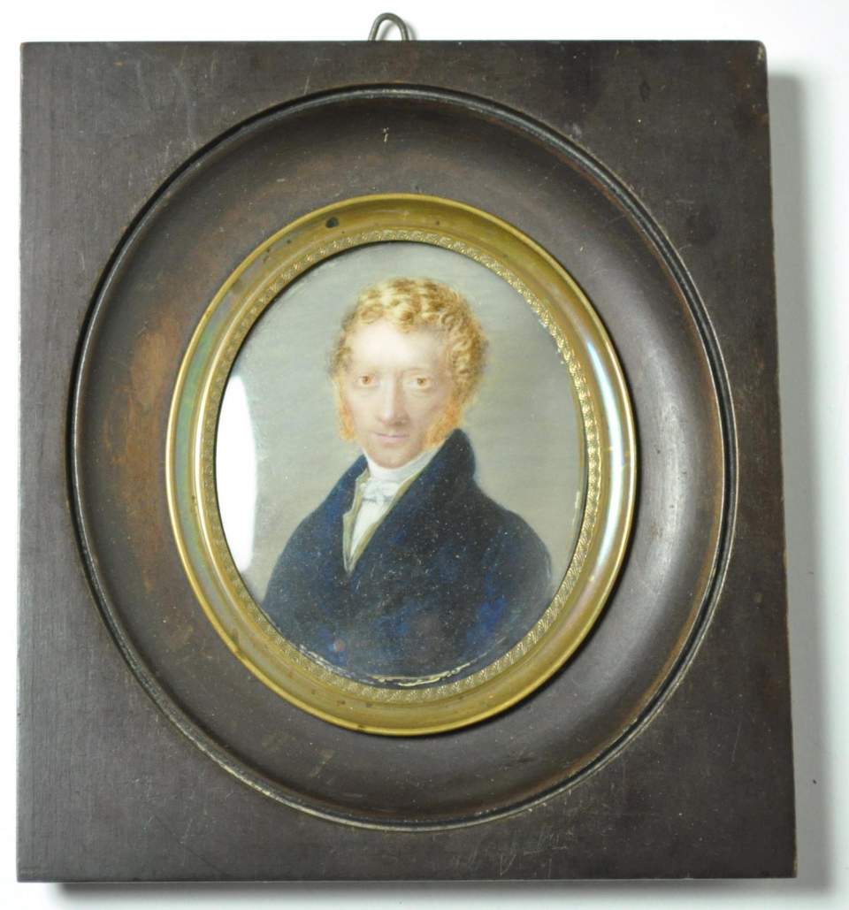 Miniatur, unbekannter Herr, rötlich, blondes Haar