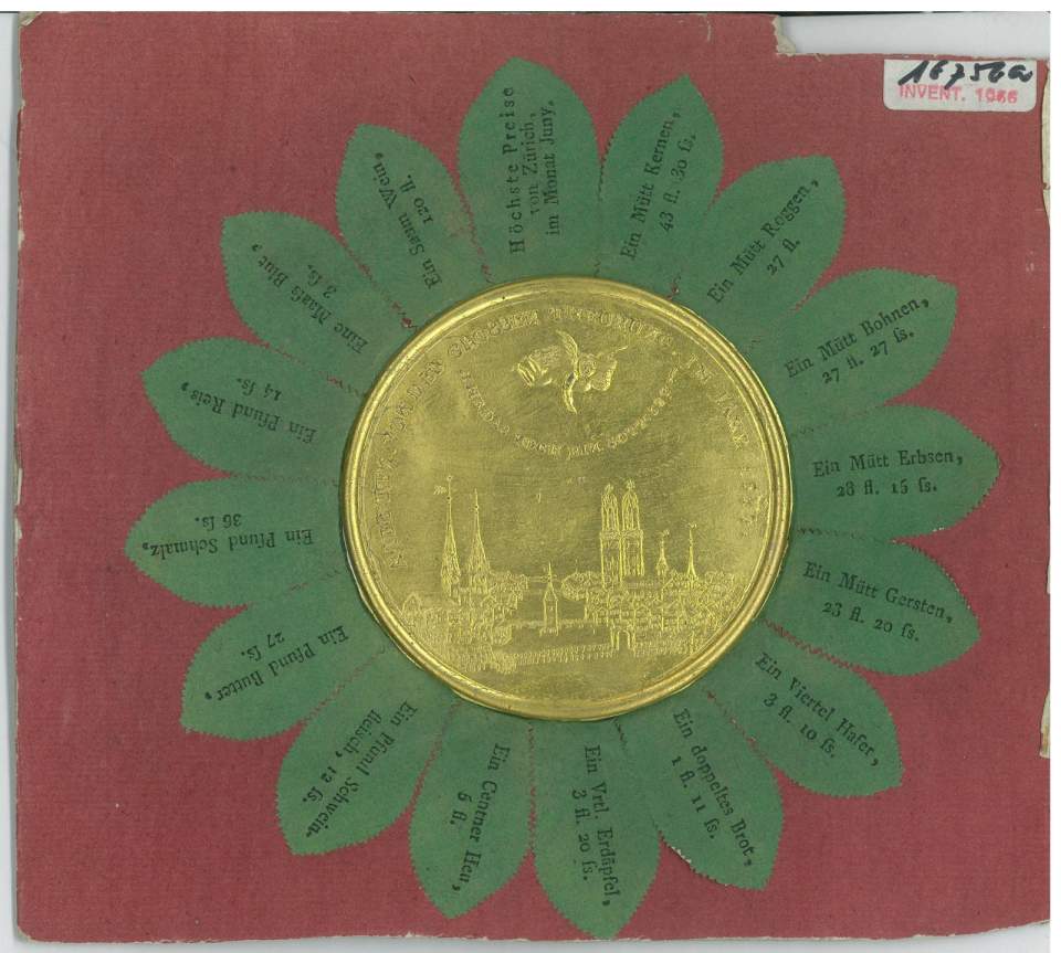 Medaille zum Andenken an die grosse Teuerung 1817

