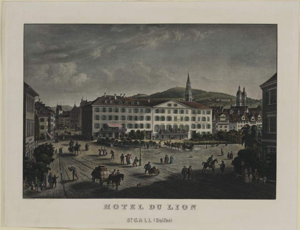 St.Gallen gegen Marktplatz und Hotel Löwen